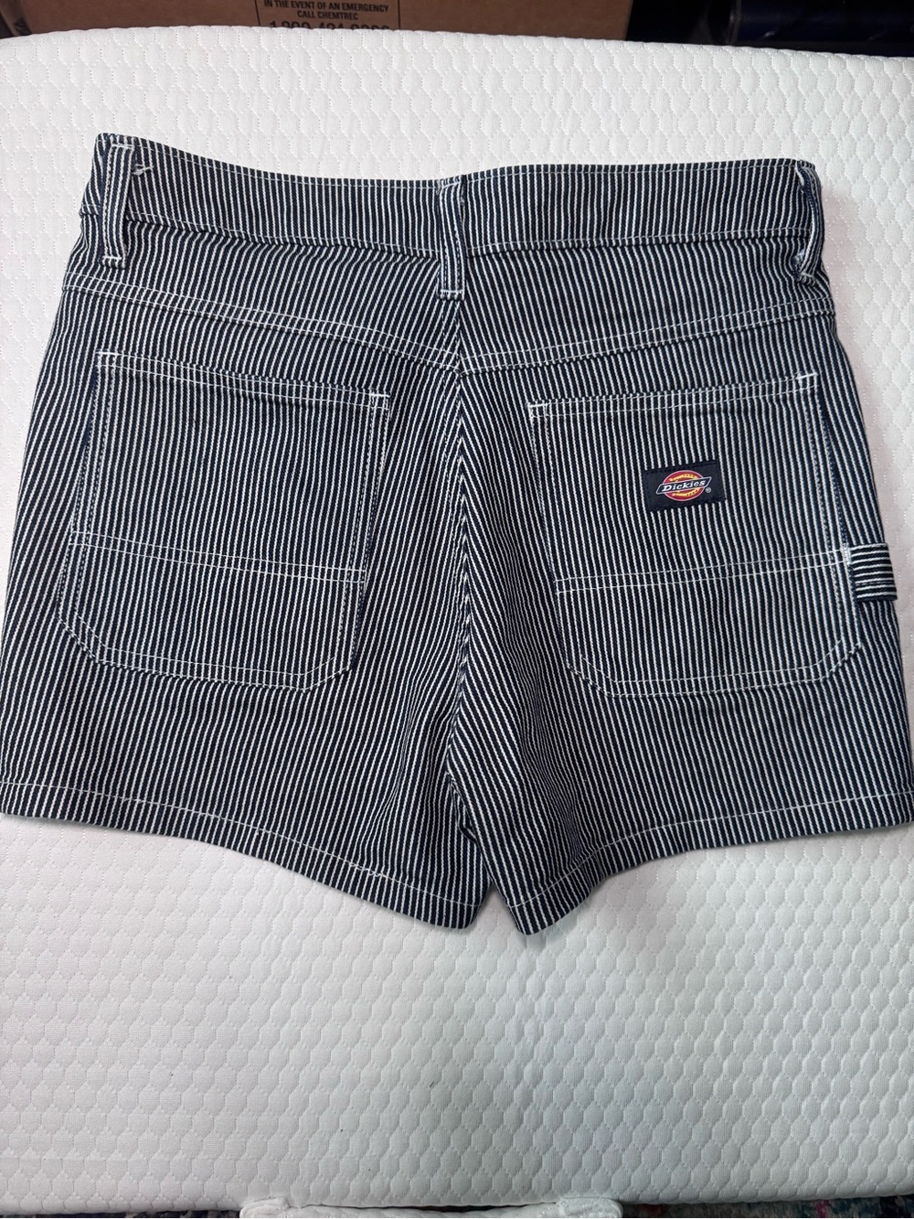 Dickies Women's Black & White Pinstripe Carpenter Shorts - Picture 4 of 5